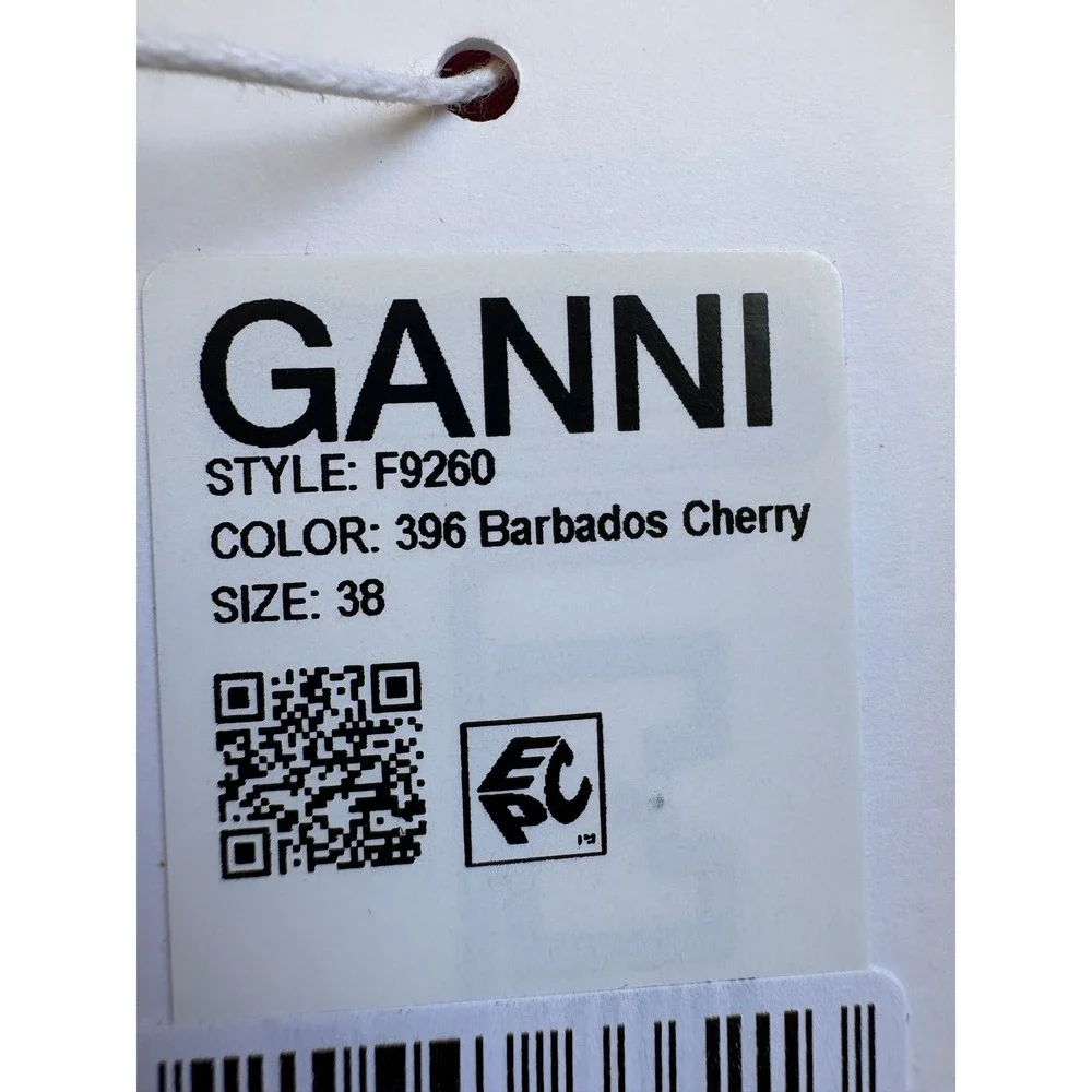 Ganni Barbados Cherry Stripe Cotton Mini Dress Bow Tie Sleeveless NWT Poplin 38